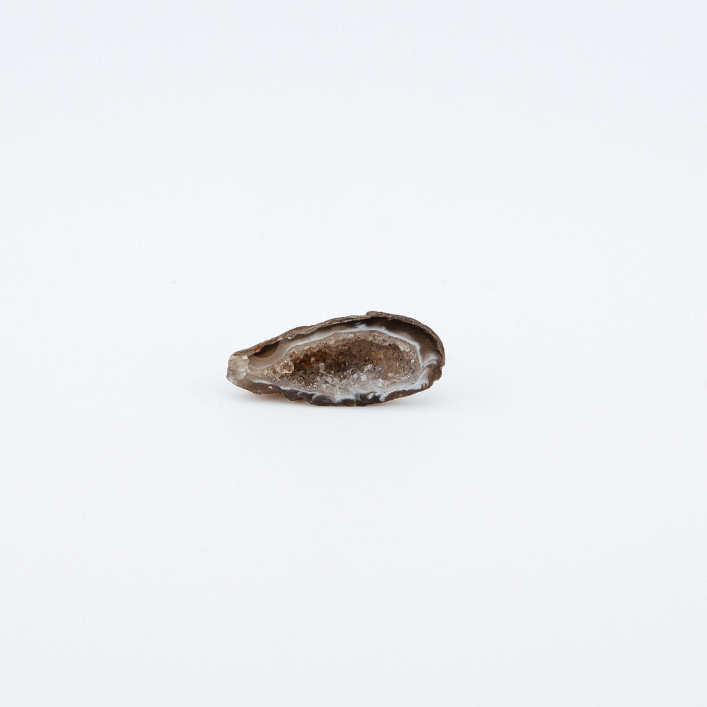 Small brown geode on a white background