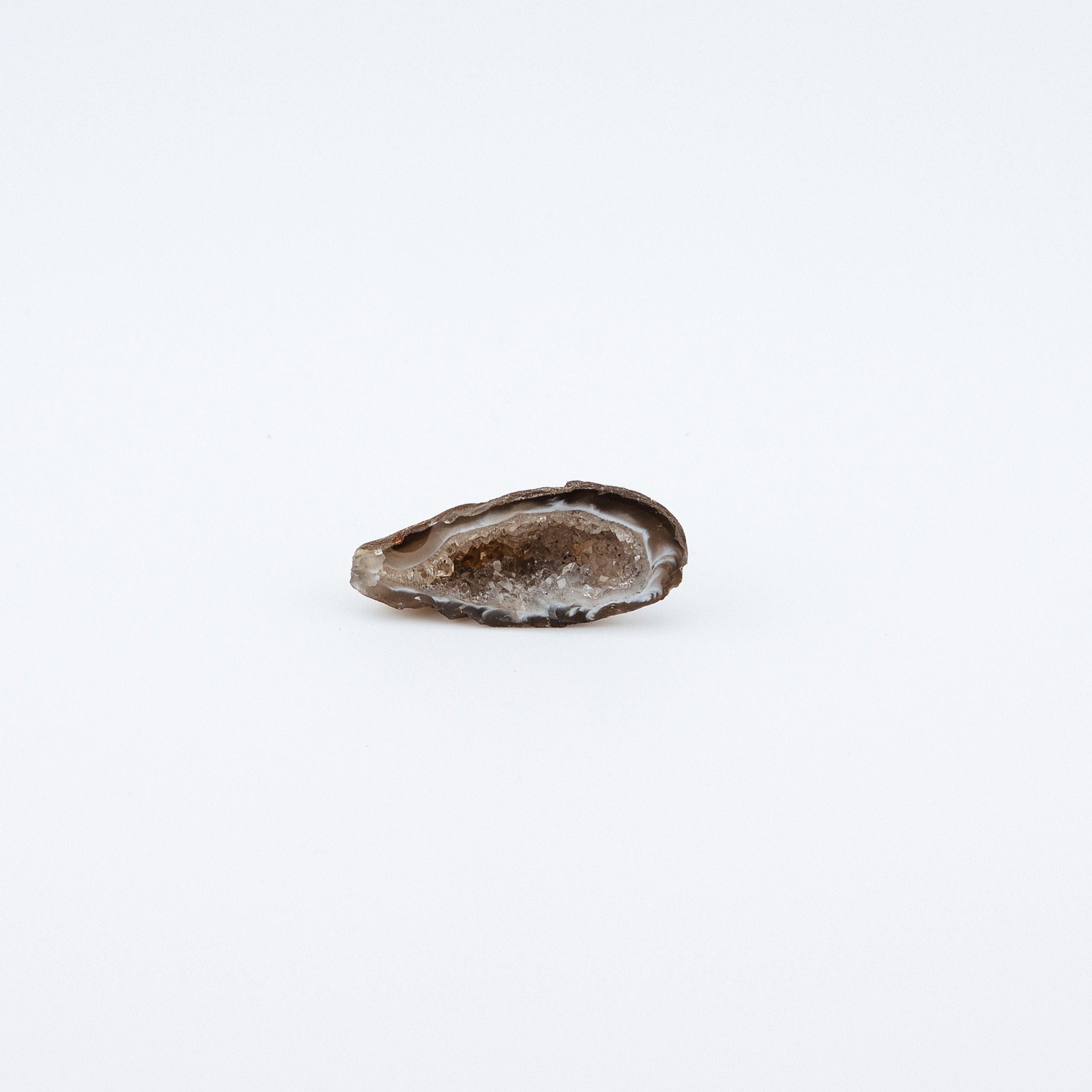 Small brown geode on a white background