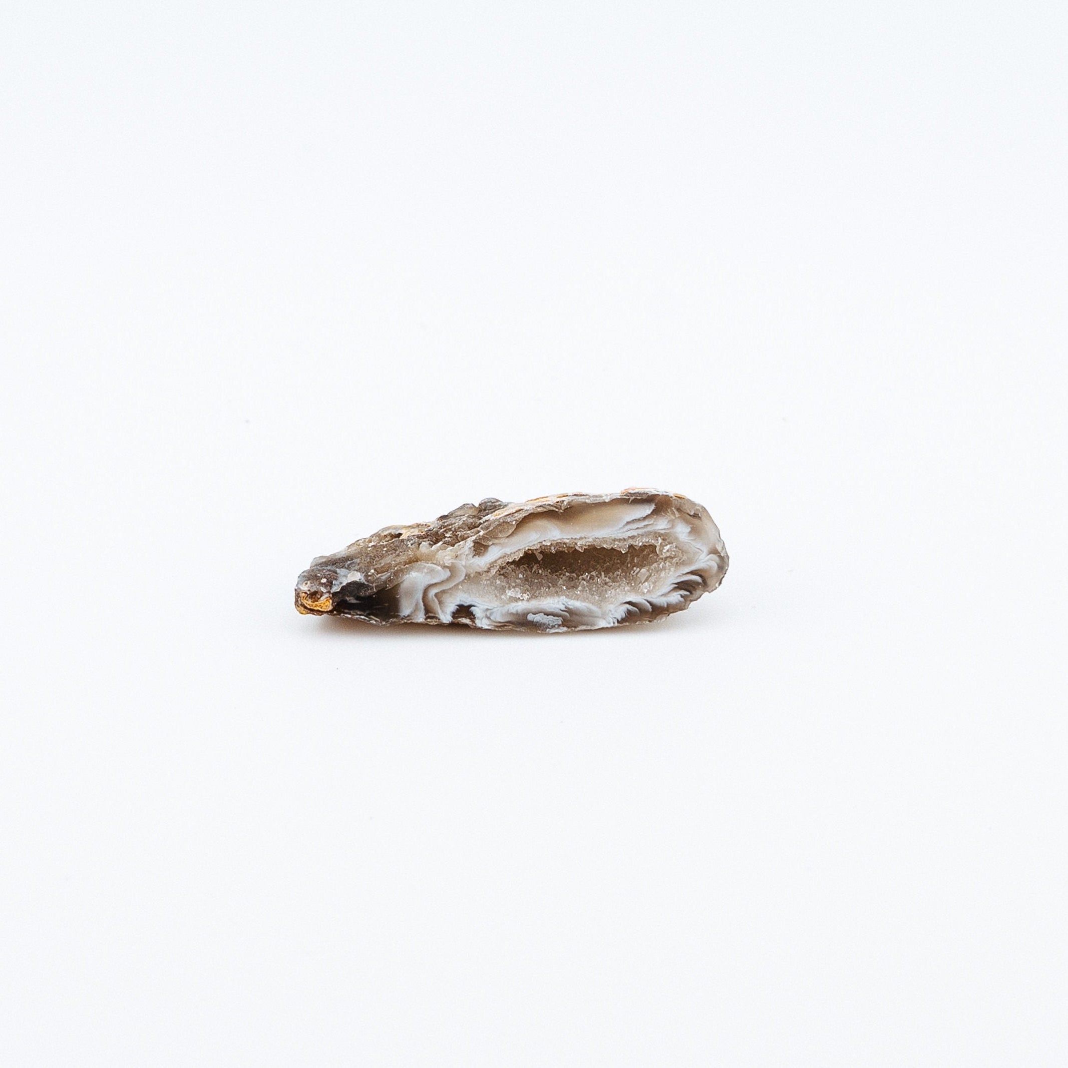 Small brown geode on a light background