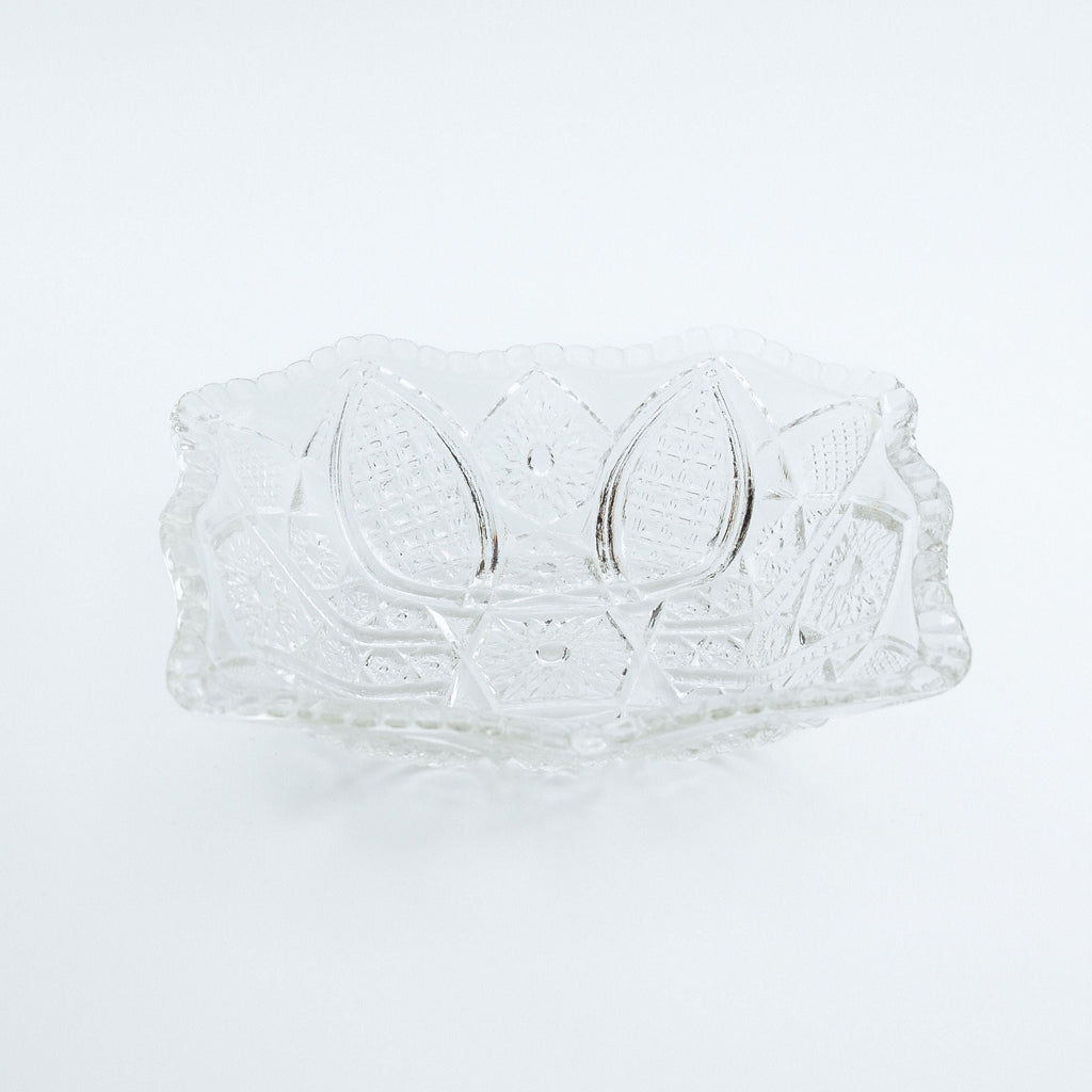 Clear glass bowl on a white background