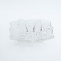 Clear glass bowl on a white background