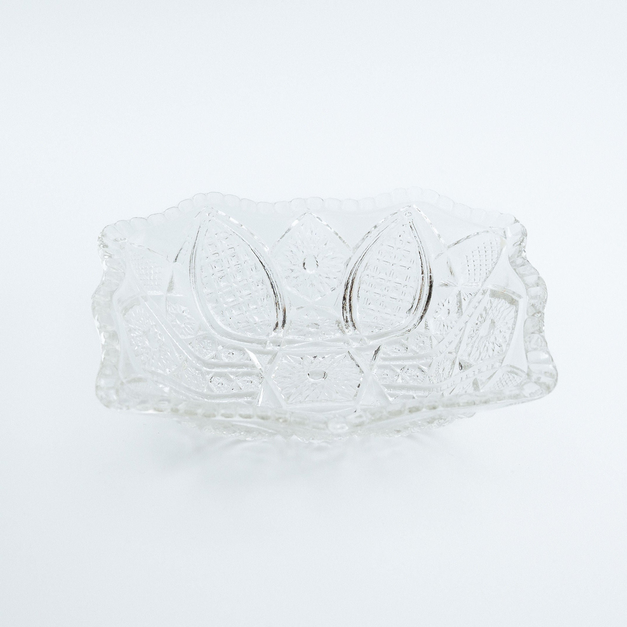 Clear glass bowl on a white background